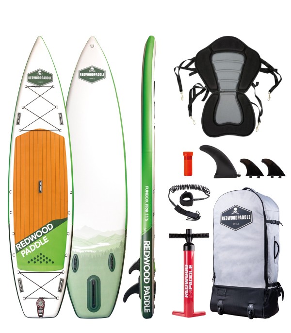 Tabla Stand Up Paddle Surf  Hinchable Funbox Pro Explorer 11'6 Redwoodpaddle con silla kayak calavera skull