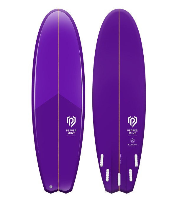 Tabla de surf en resina tintatda Peppermint Surfboards Diamond Fish 5'8 Blueberry