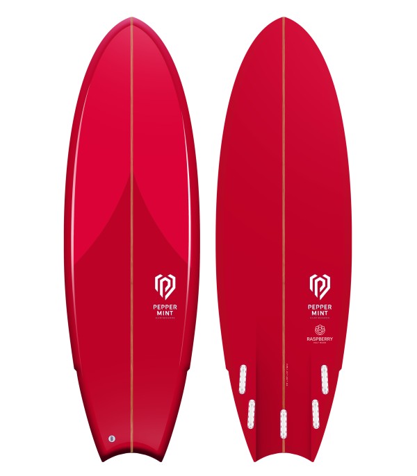 Tabla de surf en resina tintatda Peppermint Surfboards Half Moon 5'11 Raspberry