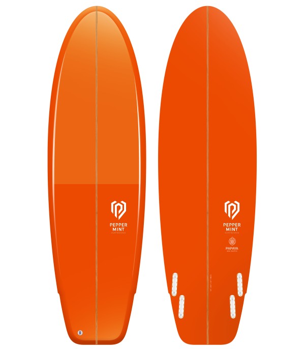 Tabla de surf en resina tintatda Peppermint Surfboards Mini Muffin 6'2 Papaya