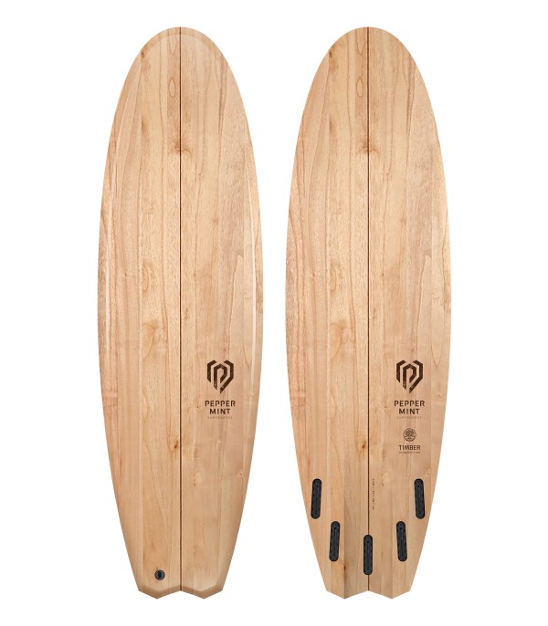 Tabla de surf en madera natural Peppermint Surfboards Diamond Fish 5'8 Timber